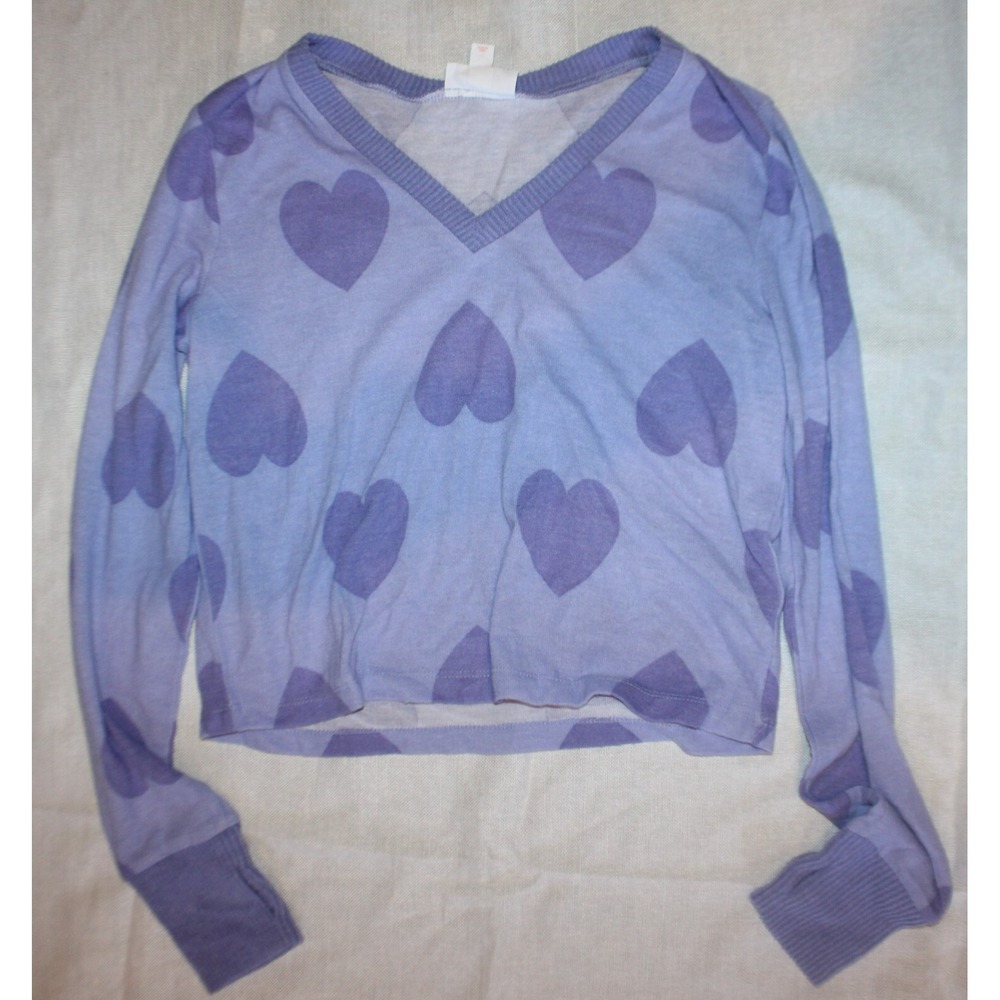 Colsie size M purple heart V-neck Pullover Soft Pajama Lounge Top